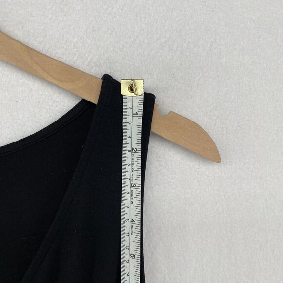 EILEEN FISHER Dress XS Stretch Rayon Jersey Surplice Tank Maxi Shirred Black USA - Picture 14 of 16